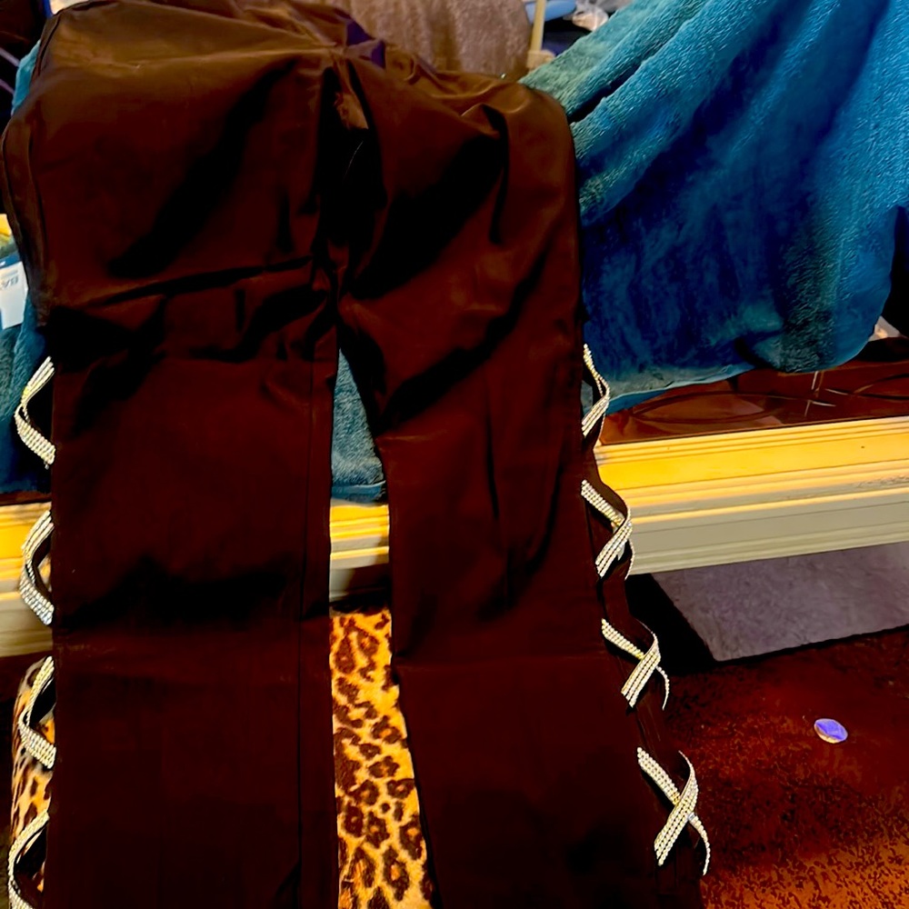 Black dress pants with Rhinestones  on sides